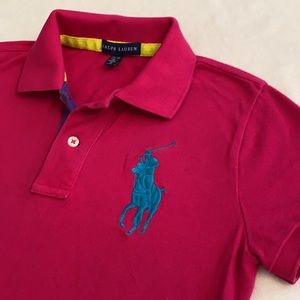 {RL} Ralph Lauren | Big Pony Cotton Mesh Short Sleeve Fitted Polo Shirt Pink XS